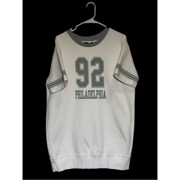 Anthropologie Daily Practice Sweatshirt Mini Dress White and Gray Size Small - Picture 2 of 9